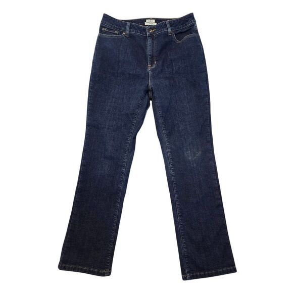LL Bean Womens Blue Jeans 12 Fleece Lined Classic Fit High Rise Mom‎ Workwear - Picture 1 of 16